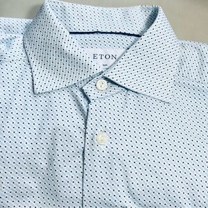 Eton Blue and White Casual Button Down Shirt
